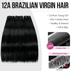 12A Brazilian Virgin Straight Human Hair Bundles (4-Pack)