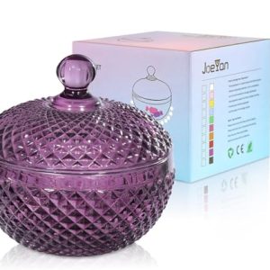 Dark Purple Embossed Glass Jars with Lid – 12oz Storage