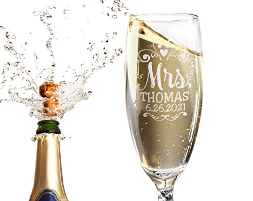 Mr Mrs Twisty Stem Champagne Flutes Set - Engraved Pair - Image 9
