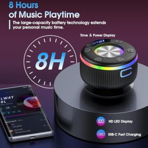 Bluetooth Shower Speaker with Time & RGB Lights – IP7 Waterproof