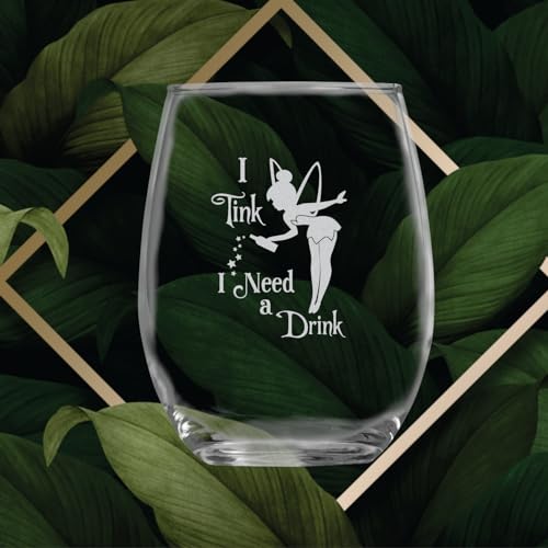 "I Tink I Need a Drink" Tinkerbell 15oz Wine Glass - Image 4