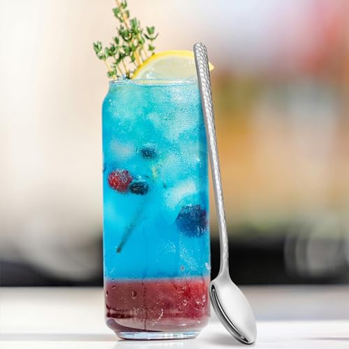 8.4" Hammered Long Handle Stainless Steel Spoons, Set of 6 - Image 7