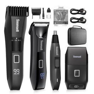 Soonsell 4-in-1 Waterproof Men’s Grooming Kit & Ball Shaver