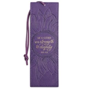 Christian Vegan Leather Bookmark: Proverbs 31:25 Scripture