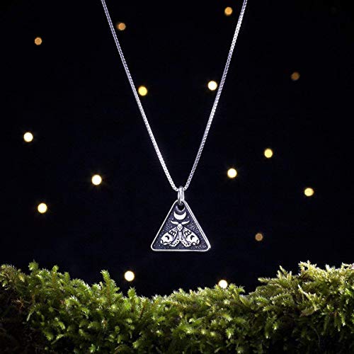 Sterling Silver Moon Moth Necklace - Unique Hawkmoth Jewelry - Image 2