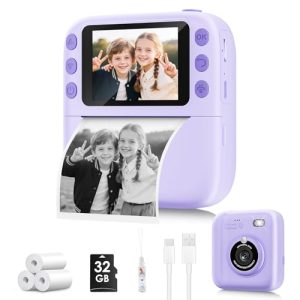 Kids Instant Print Camera – 1080P, Purple (Ages 4-10)