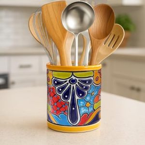 Enchanted Talavera Ceramic Utensil Holder – Marigold Yellow