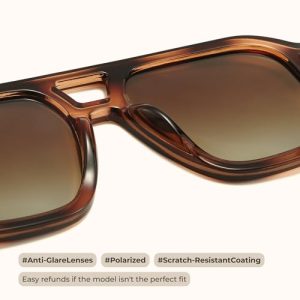 livho Trendy Polarized Square Aviator Sunglasses – Retro Style