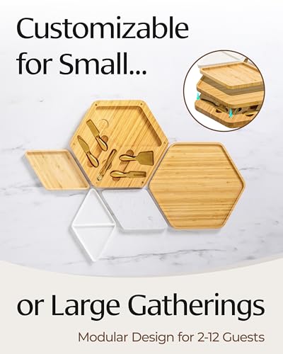 Premium Bamboo Cheese Board & Knife Set - Gold Cutlery - Image 4