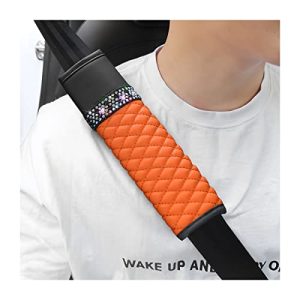 2 Pcs Auto Seat Belt Cover – Breathable Leather (Orange)