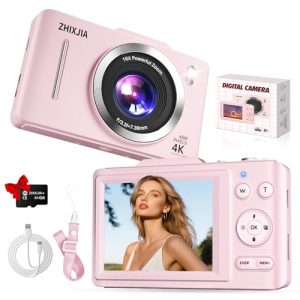 Pink Digital Camera, 4K Vlogging Camera for Photography