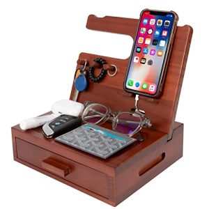Solid Walnut Wood Nightstand Organizer & Docking Station