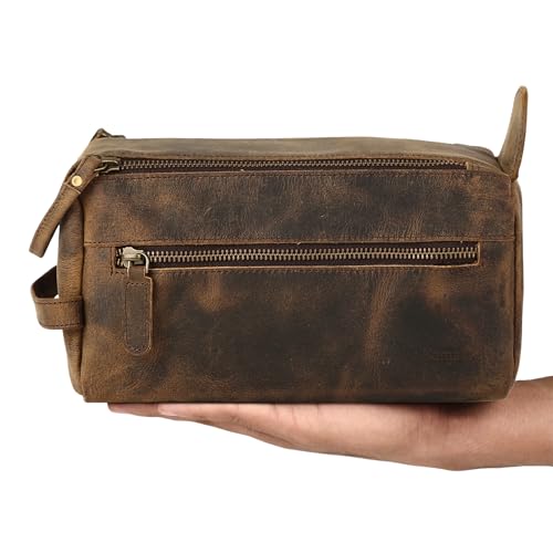 KOMALC Premium Buffalo Leather Unisex Toiletry Bag - Image 3
