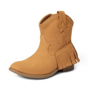 DREAM PAIRS Girls’ Western Ankle Boots with Tassel
