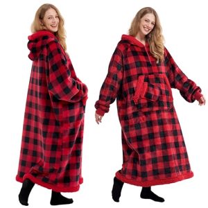 Giggling Getup Plaid Wearable Blanket Hoodie with Pocket