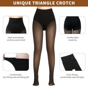 Delcast Fleece Lined Tights: Triangle Crotch Warm Leggings