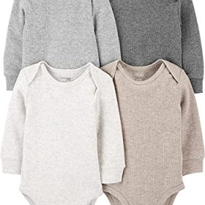 Carter’s Baby Thermal Bodysuits 4-Pack – Long-Sleeve Newborn