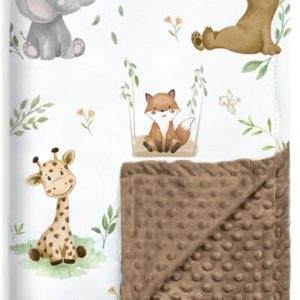 BORITAR Soft Plush Minky Baby Blanket – Woodland Design