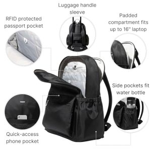 Baggallini Essential 16″ Laptop Backpack | Lightweight Travel