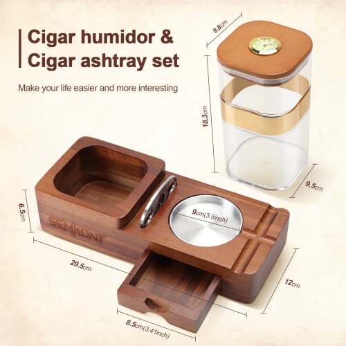 SEMKONT Cigar Humidor & Ashtray Set - Wooden Gift for Men - Image 3