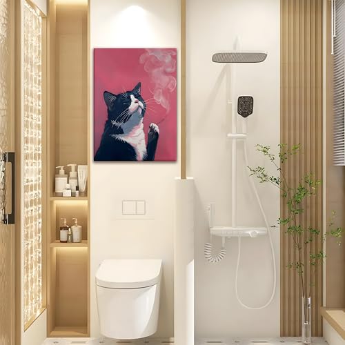 Funny Black Cat Framed Wall Art | Modern Quirky Cat Decor - Image 3