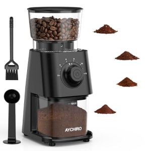 AYCHIRO Electric Coffee Grinder: 30 Grind Settings, 12-Cup