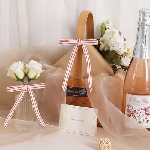 Red Striped Cotton Ribbon 3/8 Inch x 10 Yard - Craft & Decor - Image 6