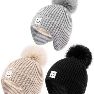 Alepo 3 Pack Baby Winter Hats with Earflaps
