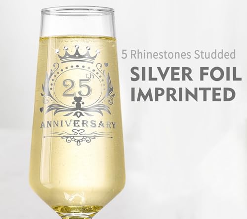 ROXBURGH 25th Anniversary Crystal Champagne Flutes Set - Image 4