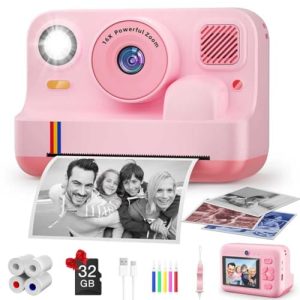 Kids Instant Print Camera 1080P Video & Dual-Lens Selfie