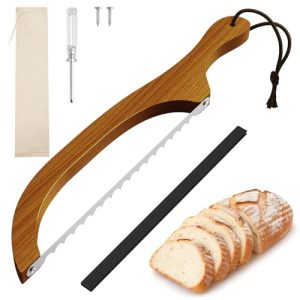 FTCIRA 16″ Walnut Bow Bread Knife – Serrated Stainless Steel