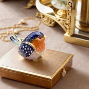 Robin Bird Hinged Trinket Box – Jewelry Organizer & Decor