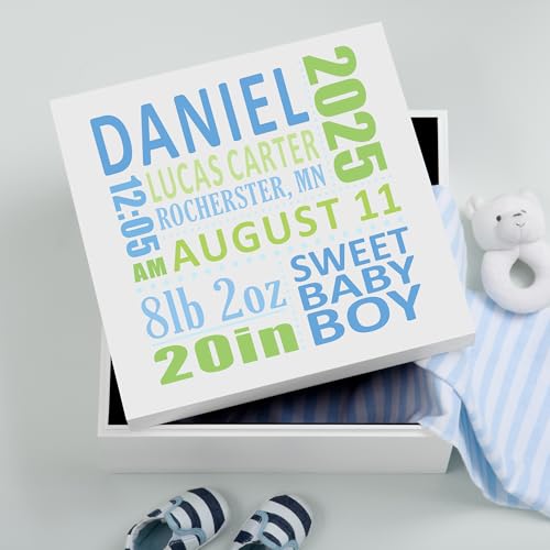 Personalized New Baby Keepsake Box for Boys - Memento Storage - Image 4