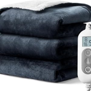 Fast Heating Flannel Electric Throw Blanket: 8 Levels, 9 Hr Auto-Off