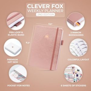 Clever Fox Undated A5 Weekly Monthly Goal Planner – Rose Gold