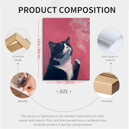 Funny Black Cat Framed Wall Art | Modern Quirky Cat Decor - Image 2