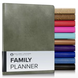 Gallery Leather 2025-2026 Family Planner for Moms – Acadia Cactus