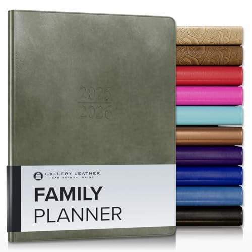 Gallery Leather 2025-2026 Family Planner for Moms - Acadia Cactus