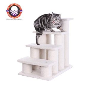 Armarkat 4-Step Pet Stairs – Ivory Pet Steps for Dogs & Cats