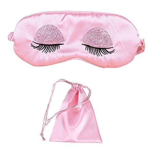Sweet Girl's Satin Sleep Mask with Eyelash Embroidery