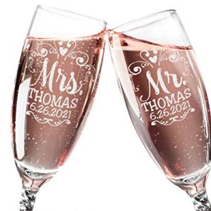 Mr Mrs Twisty Stem Champagne Flutes Set – Engraved Pair