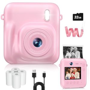Instant Print Kids Camera – 48MP Dual-Lens, Pink (4-12 Yrs)