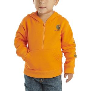 Carhartt Baby Boys’ Half-Zip Hooded Sweatshirt – Orange 9 Months