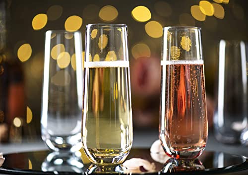 KooK Stemless Champagne Flutes Set of 8 - 9.4oz Dishwasher Safe - Image 2