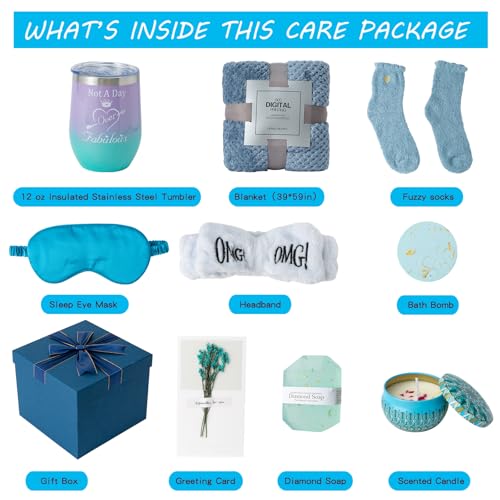 Relaxing Blue Gift Box with Blanket for Women - Image 7