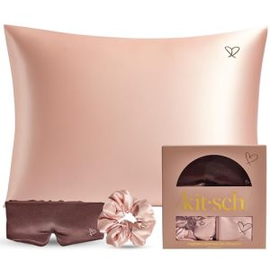 Kitsch 3PC Satin Sleep Set: Pillowcase, Scrunchie & Eye Mask
