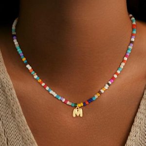 Dainty 18K Gold Plated Bubble Initial Necklace for Girls