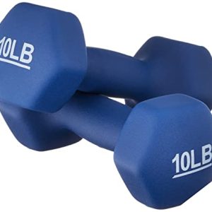 Amazon Basics 10lb Neoprene Dumbbells – Navy Blue Pair