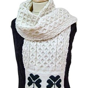 West End Knitwear Shamrock Wool Scarf: 100% Irish Wool