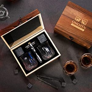 OMOZEN Whiskey Bar Set with Stones & Glasses – Gift for Men